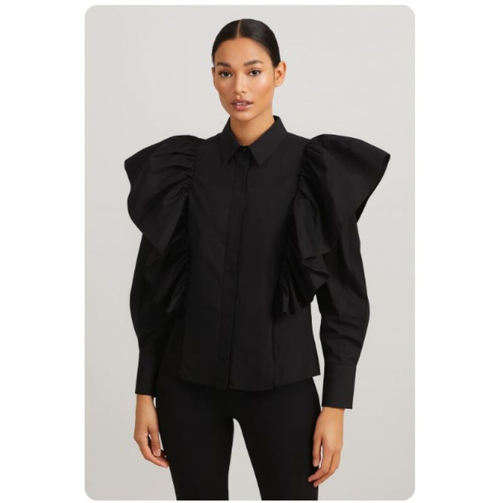 Chic Black Ruffled Blouse